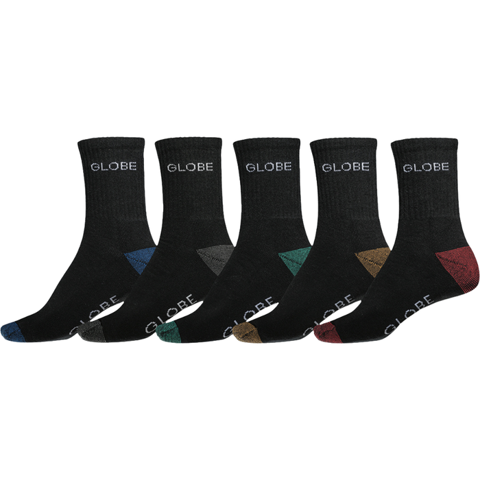 Globe - Ingles Crew Sock 5 Pack - Black/Assorted - Socken