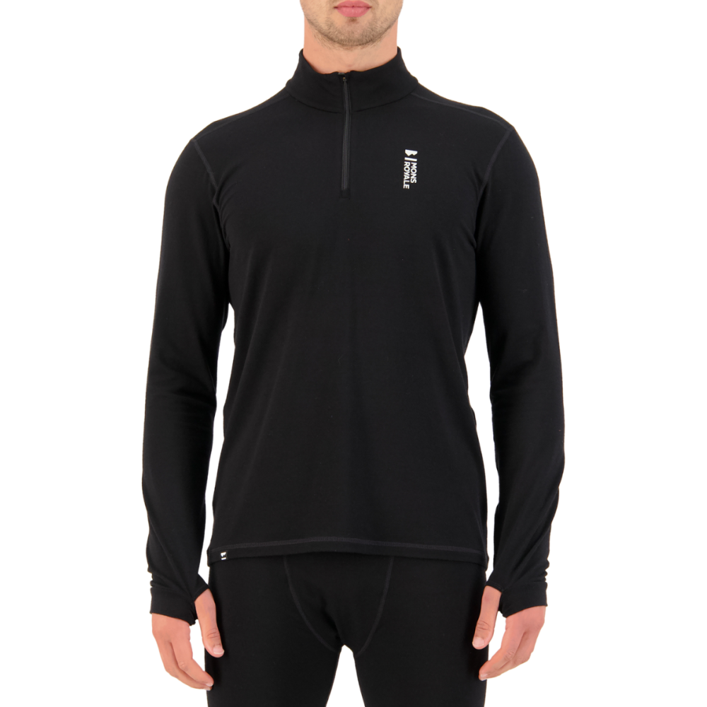 Mons Royale - Cascade Merino Flex 1/4 Zip - Black - Funktions-Shirt Langarm