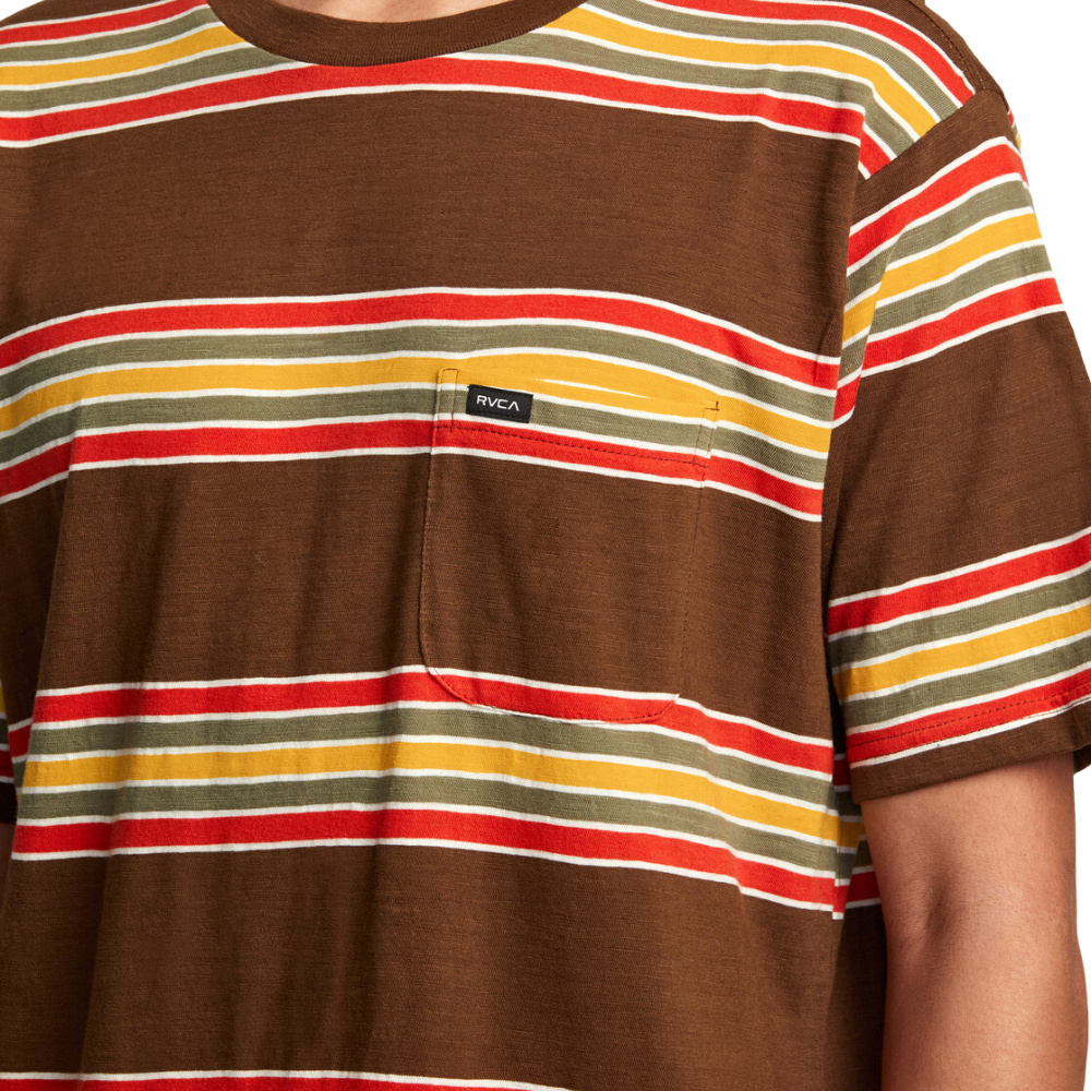 RVCA - SOMEDAYS STRIPE M KTTP  - BOMBAY BROWN - T-Shirt