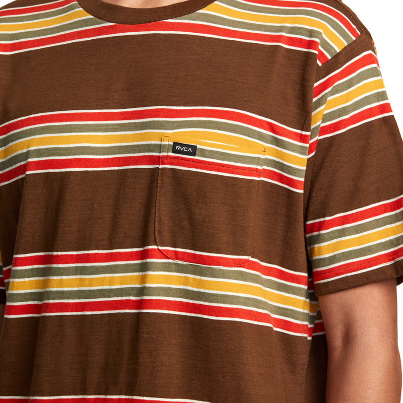 RVCA - SOMEDAYS STRIPE M KTTP  - BOMBAY BROWN - T-Shirt