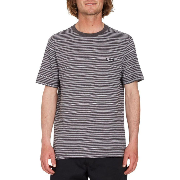 Volcom - STATIC STRIPE CREW SS - BLACK - T-Shirt