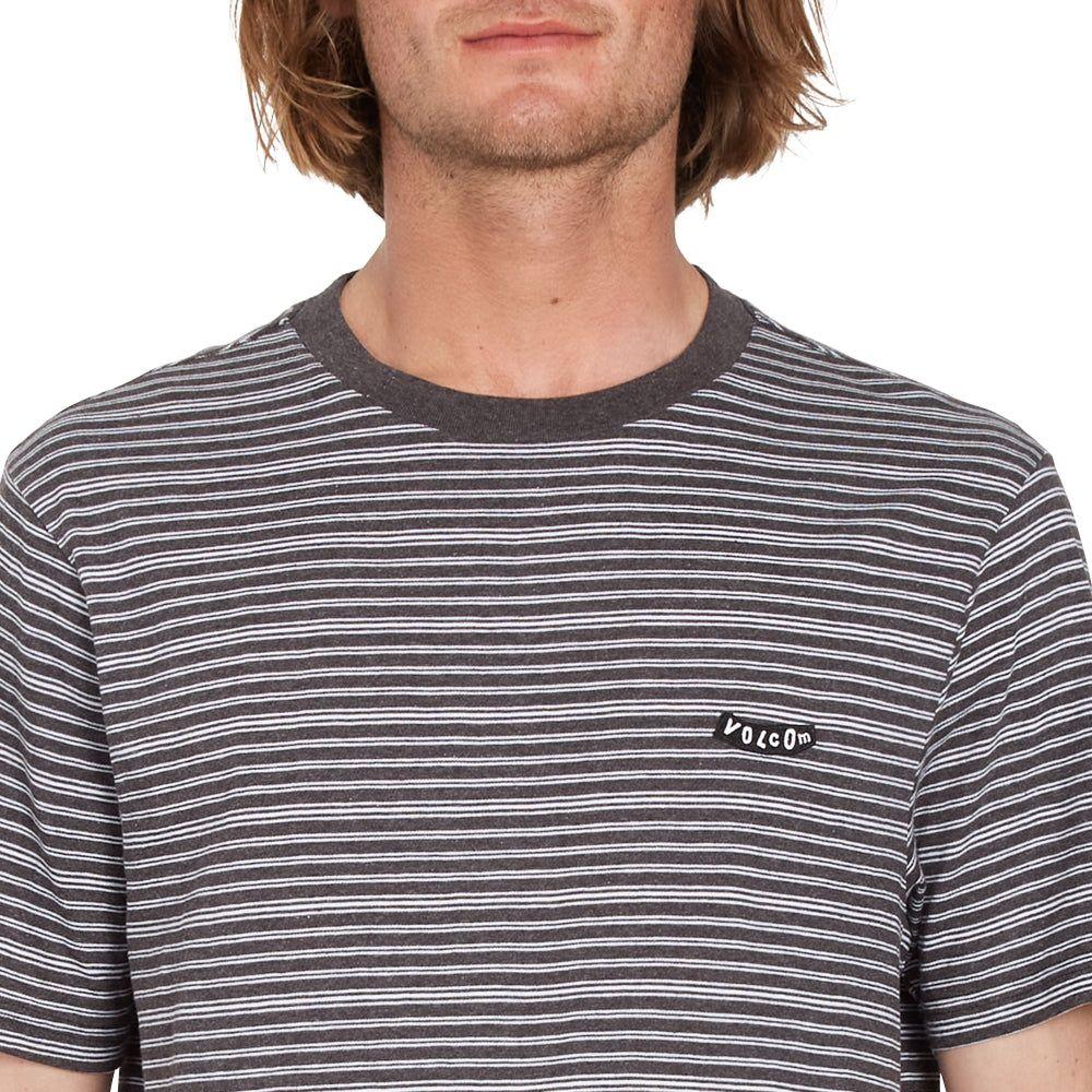 Volcom - STATIC STRIPE CREW SS - BLACK - T-Shirt