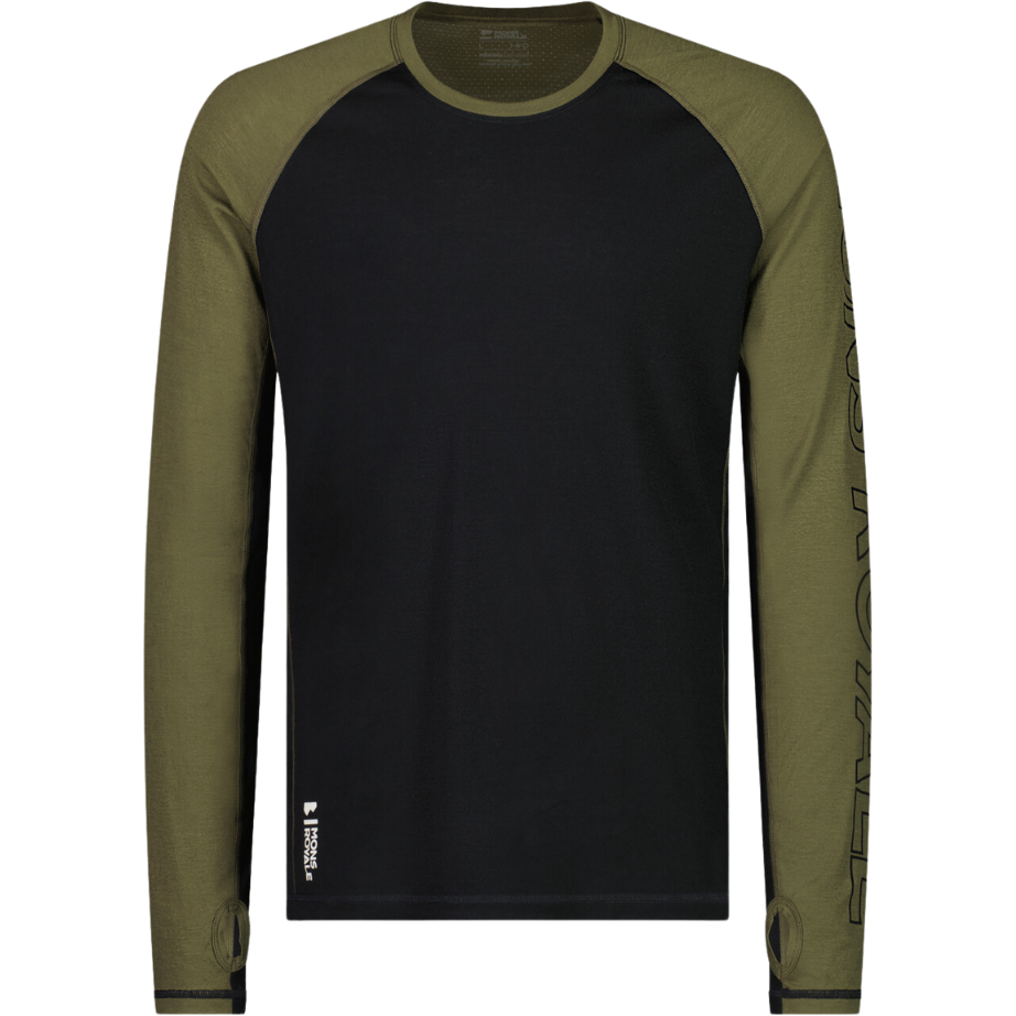 Mons Royale - Temple Tech LS - Dark Olive / Black - Techshirt Langarm