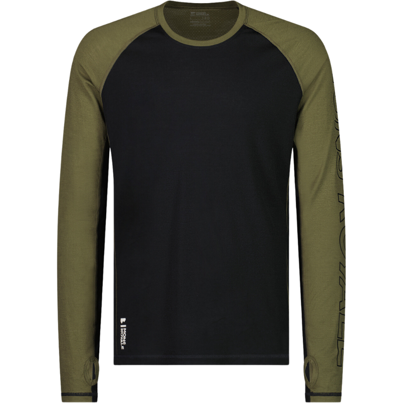 Mons Royale - Temple Tech LS - Dark Olive / Black - Techshirt Langarm