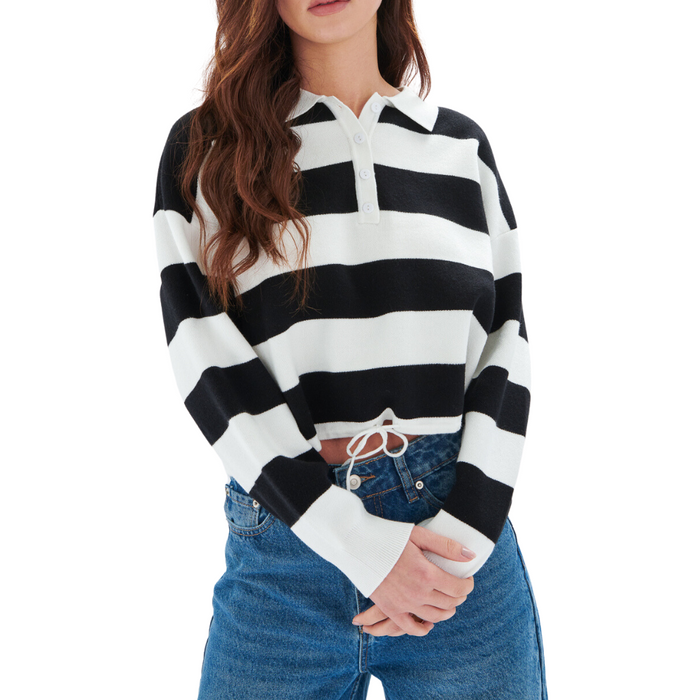 24 Colours - Pullover - striped - Polo Langarm