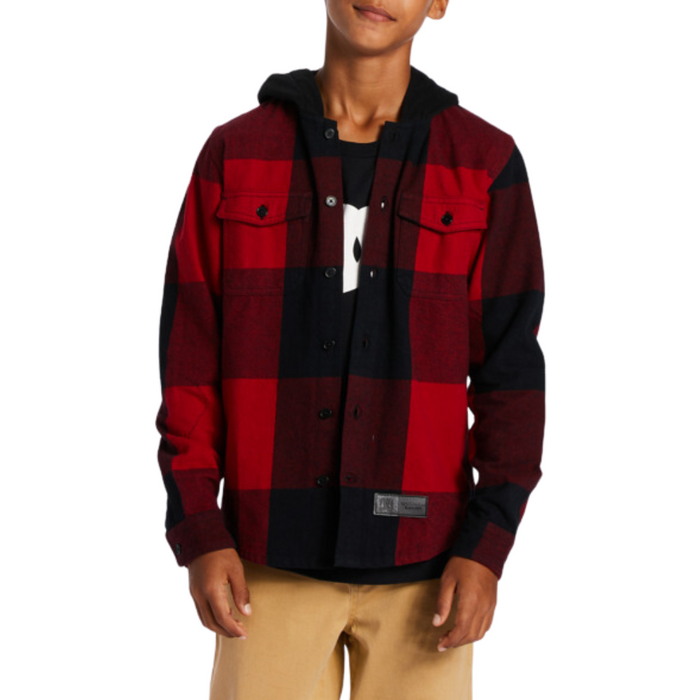 DC - RUCKUS HOODED  - CHILI PEPPER/BLACK - Langarmhemd