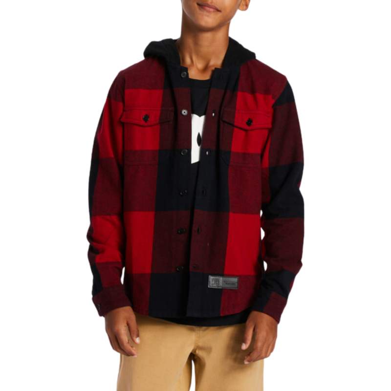 DC - RUCKUS HOODED  - CHILI PEPPER/BLACK - Langarmhemd