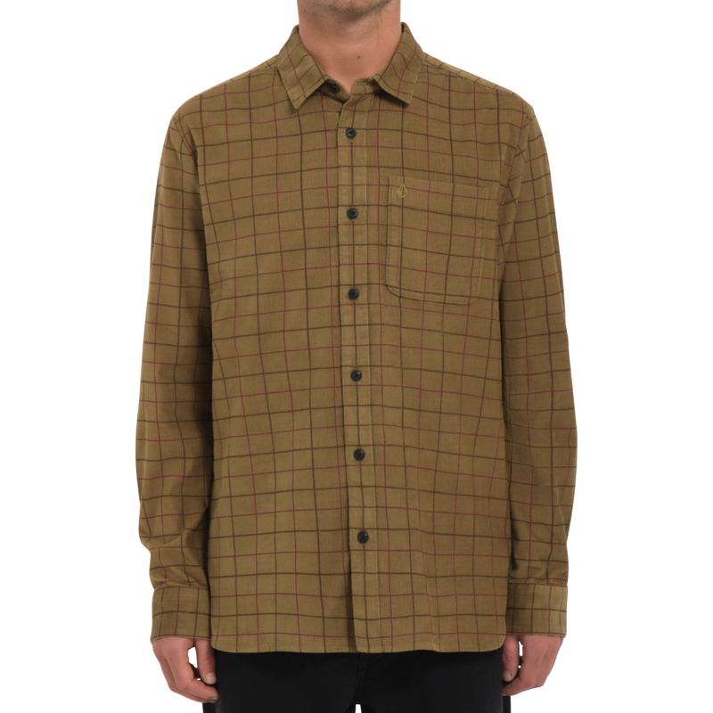 Volcom - ZANDER LS - DARK KHAKI - Langarmhemd