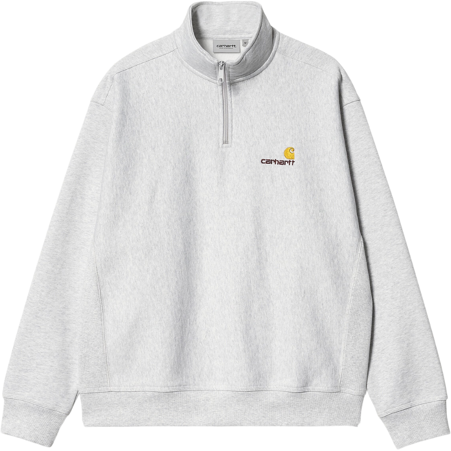 Carhartt - Half Zip American Script Sweat - Ash Heather - Zip Crew