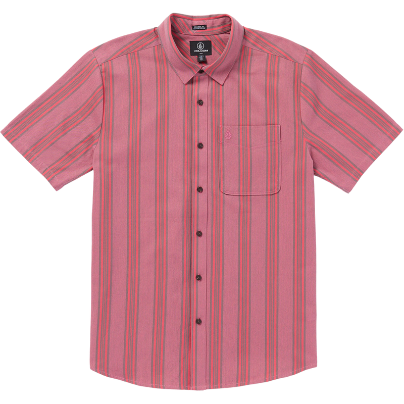 Volcom - NEWBAR STRIPE SS - WASHED RUBY - Kurzarmhemd