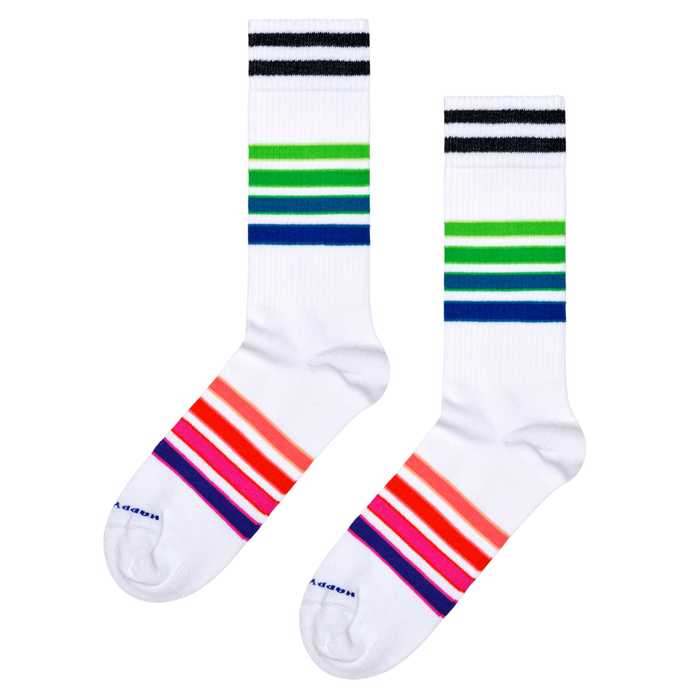 Happy Socks  - Street Stripe Sneaker Sock - White - Socken