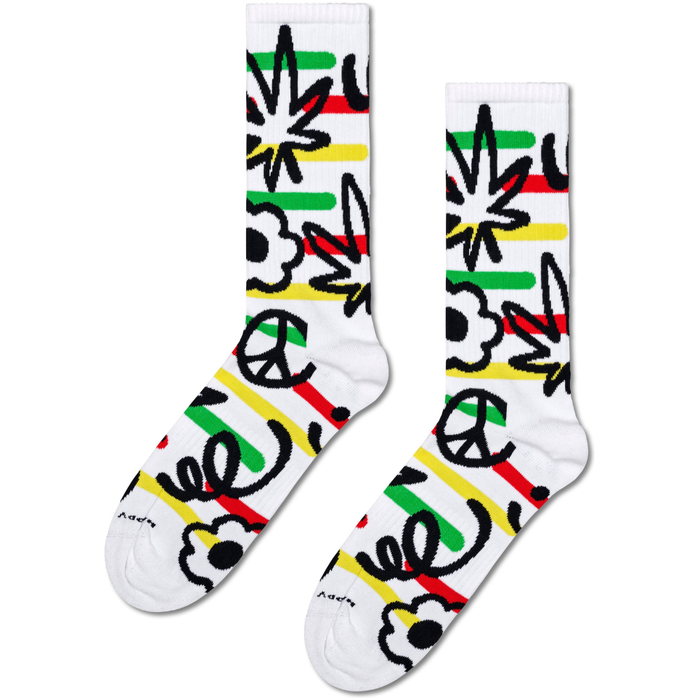 Happy Socks - Doodle Sneaker Sock - White - Socken