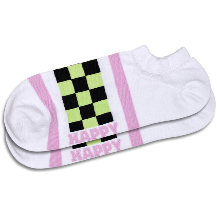 Happy Socks - Checked Stripe No Show Sock - White - Socken