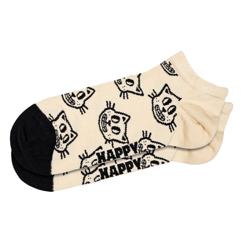 Happy Socks  - Cat Low Sock - White - Socken