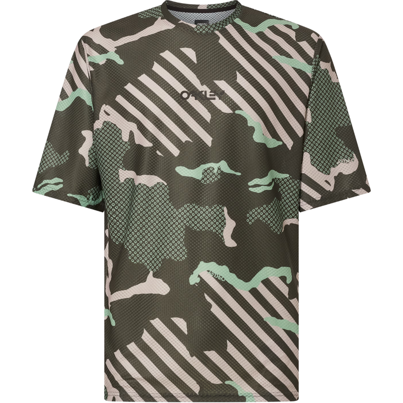 Oakley - RIDE FREE SS JERSEY - GREEN STRIPE/GRIP CAMO - Techshirt Kurzarm