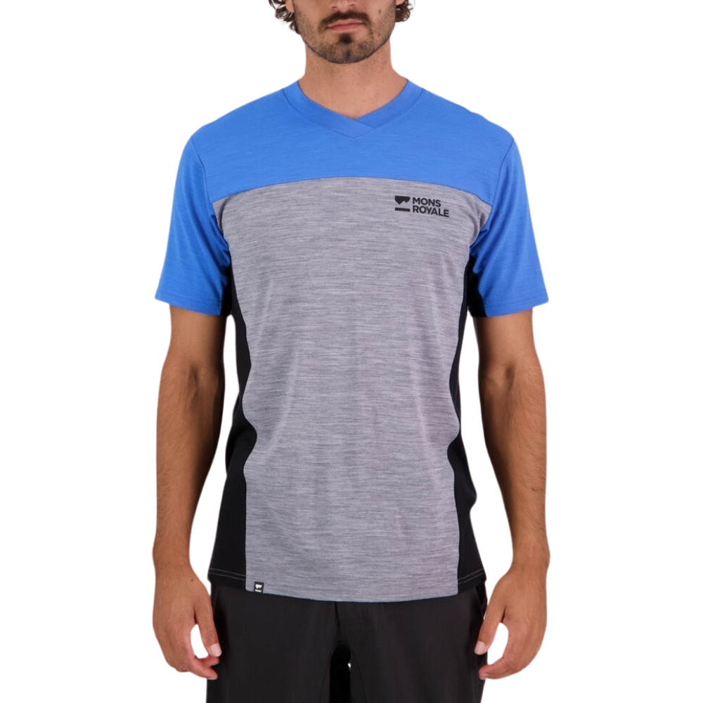 Mons Royale - Redwood Merino Air-Con VT - Blue Gravel - Outdoor-Shirt  Kurzarm