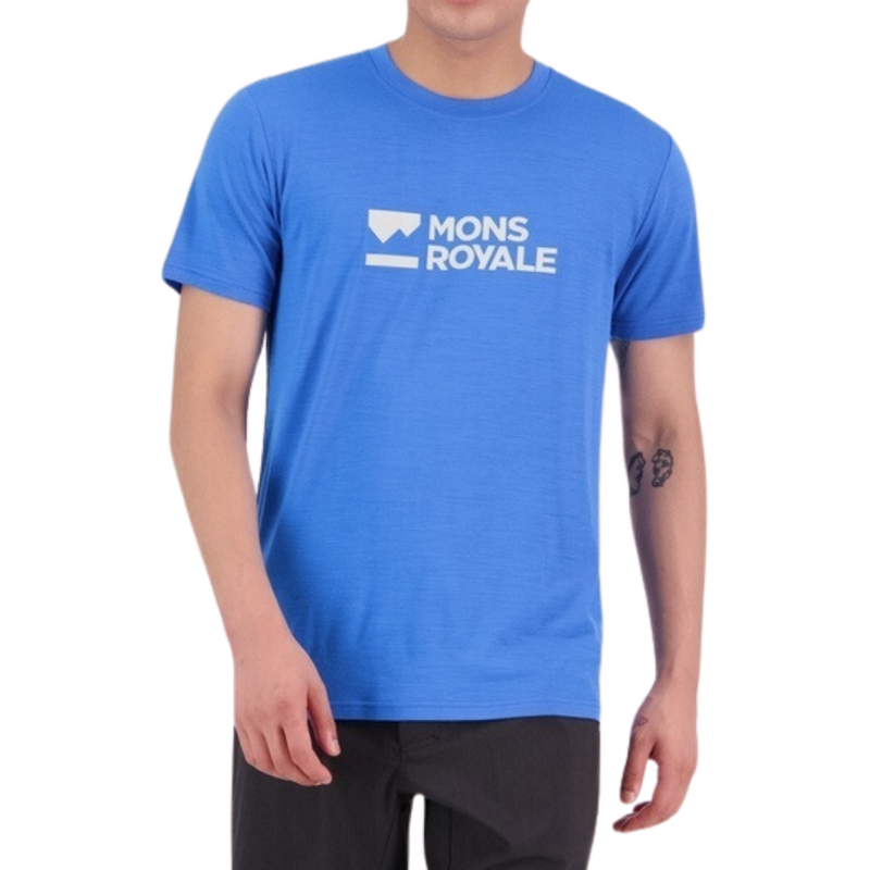 Mons Royale - Icon Merino Air-Con T-Shirt - Pop Blue - Outdoor-Shirt  Kurzarm