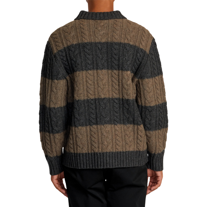 RVCA - Chefs KiSS Cardigan - Camel/Charcoal Heather Stripe - Strickjacke