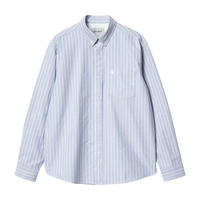 Carhartt - L/S Dowlen Shirt - Dowlen Stripe, Bleach / White - Langarmhemd