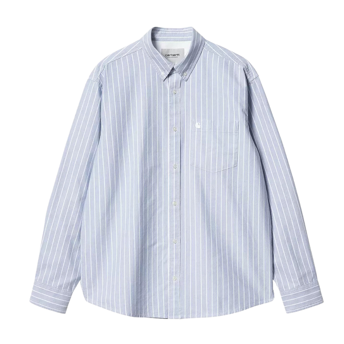 Carhartt - L/S Dowlen Shirt - Dowlen Stripe, Bleach / White - Langarmhemd