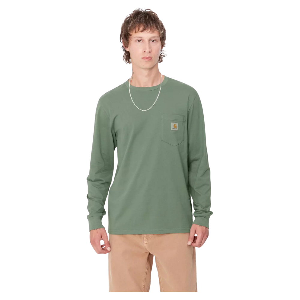 Carhartt - L/S Pocket T-Shirt - Duck Green - T-Shirt Langarm