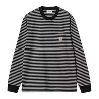 Carhartt - L/S Verner Pocket T-Shirt - Verner Stripe, Black / Dark Grey Heather - T-Shirt Langarm