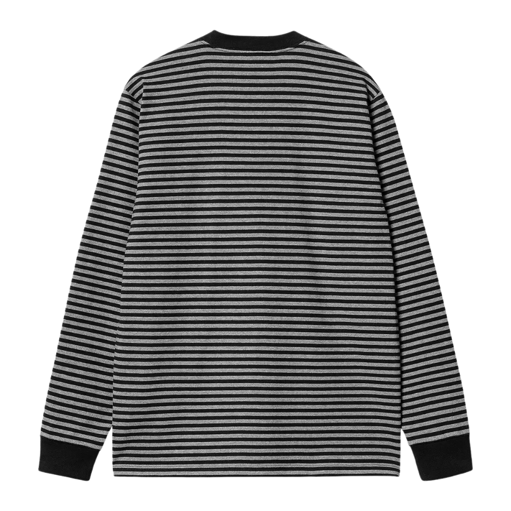 Carhartt - L/S Verner Pocket T-Shirt - Verner Stripe, Black / Dark Grey Heather - T-Shirt Langarm