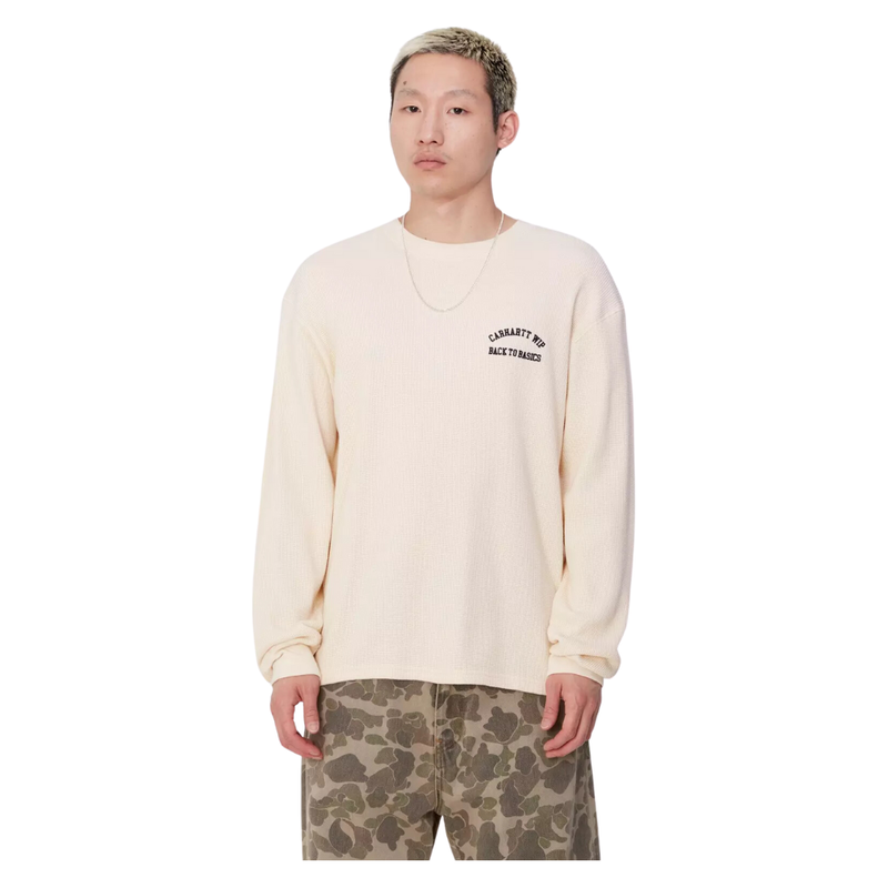 Carhartt - L/S Basics Script T-Shirt - Natural / Black - T-Shirt Langarm