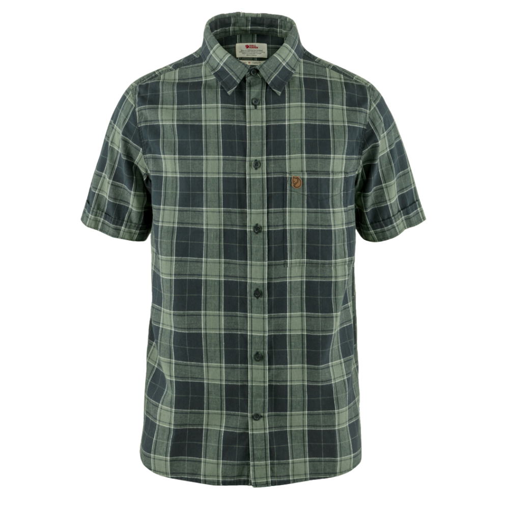 FjällRäven - Övik Travel Shirt SS M - Dark Navy-Patina Green - Kurzarmhemd