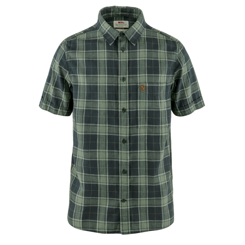 FjällRäven - Övik Travel Shirt SS M - Dark Navy-Patina Green - Kurzarmhemd