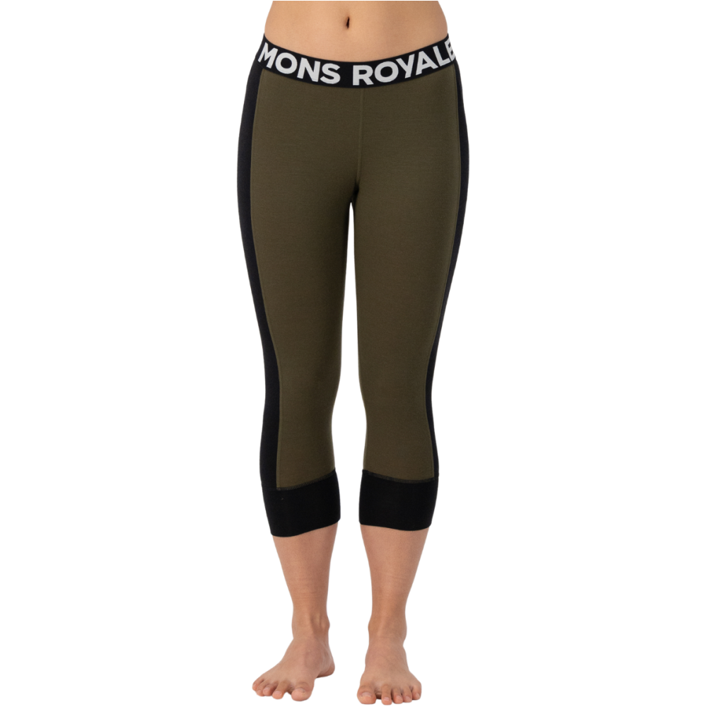 Mons Royale - Cascade Merino Flex 3/4 Legging - Dark Olive - Funktions-Unterhose Lang