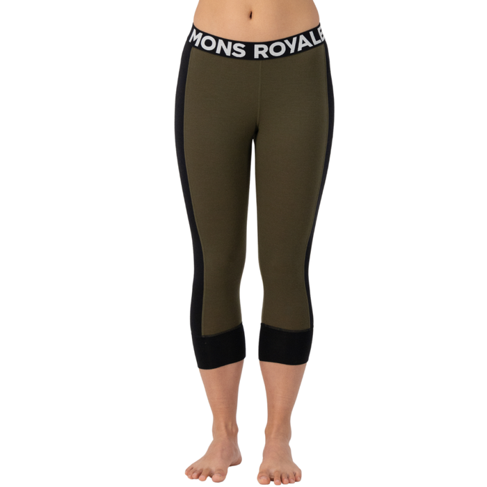 Mons Royale - Cascade Merino Flex 3/4 Legging - Dark Olive - Funktions-Unterhose Lang