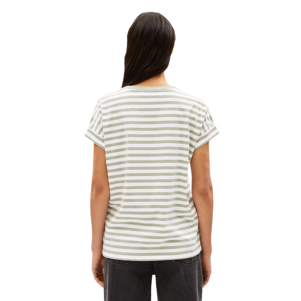 Armed Angels - Idaara Stripes - White-Seagreen - T-Shirt