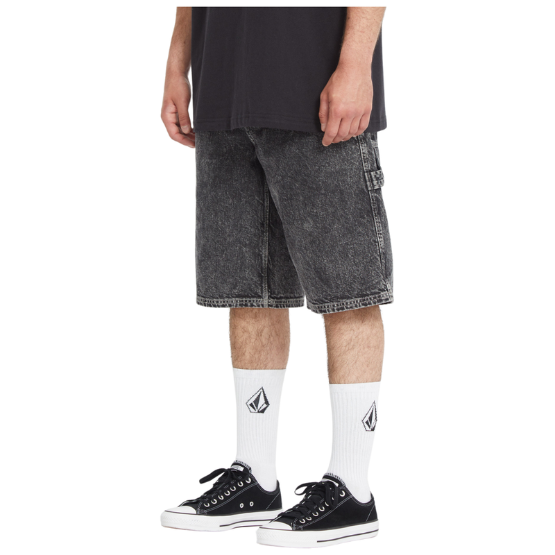 Volcom - Labored Denim Utility Short - Light Acid Black - Baggy Short