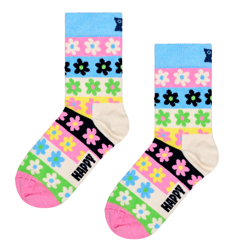 Happy Socks  - Kids Flower Stripe Sock - Light Blue - Socken