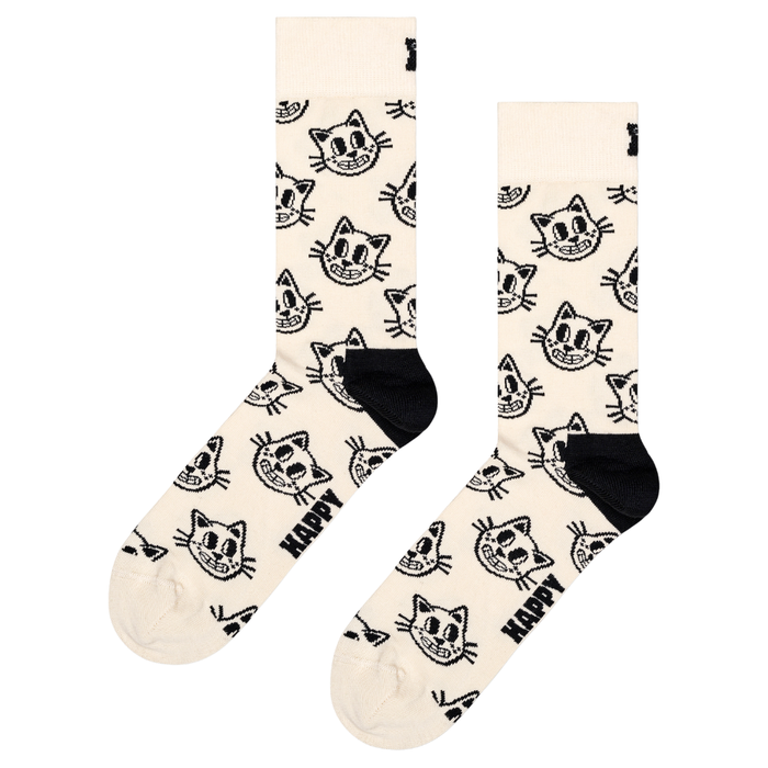 Happy Socks  - Cat Sock - White - Socken