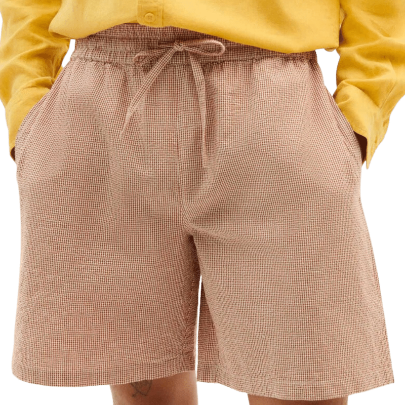 VICHY SEERSUCKER HENRY SHORTS - Thinking Mu - Clay Red - Short