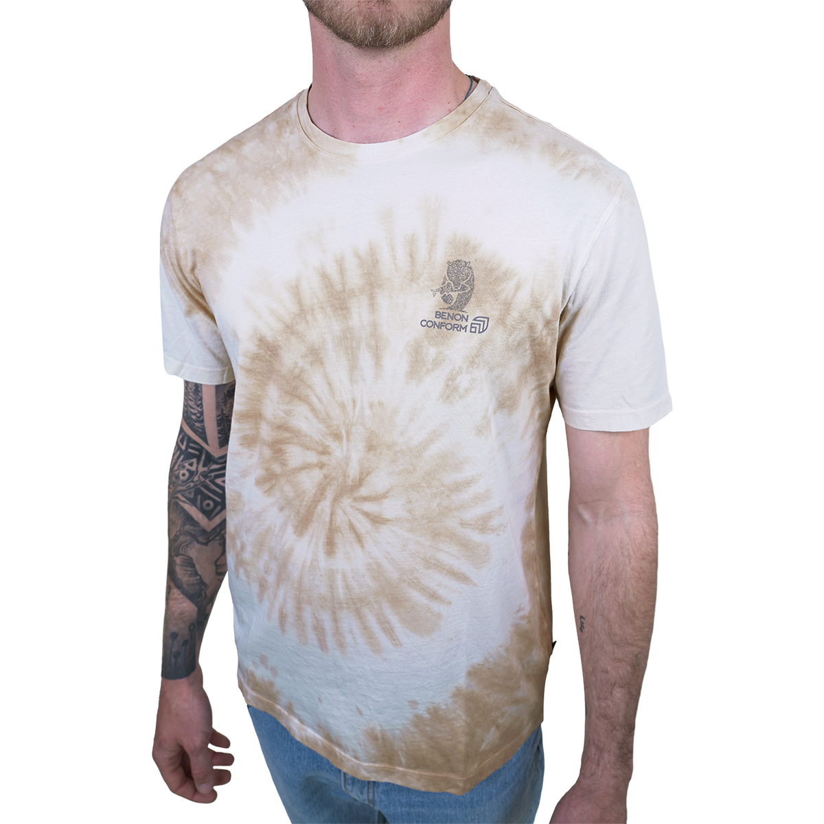 BN Dyed Catcher Tee - Benon Conform - Tie Dye Feather Grey - T-Shirt