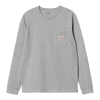 Carhartt - L/S Pocket T-Shirt - GREY HEATHER - T-Shirt Langarm