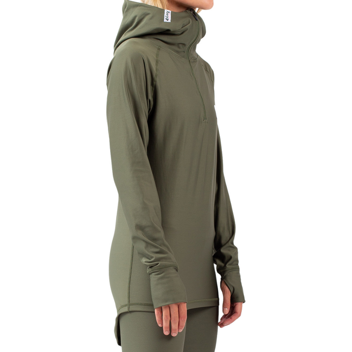 Eivy - Icecold Zip Hood Top - Forest Green - Techshirt Langarm