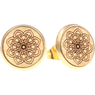 Eydl - Mandale Ohrenstecker Steel Gold Holz - A-Mandala - Ohrring