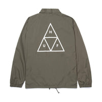 ESSENTIALS-TT-COACHES-JACKET-HUF-Olive-Windbreaker