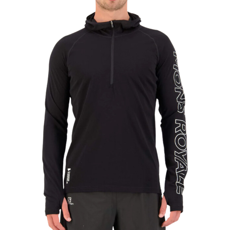 Temple Tech Hood - Mons Royale - BLACK - Techshirt Langarm