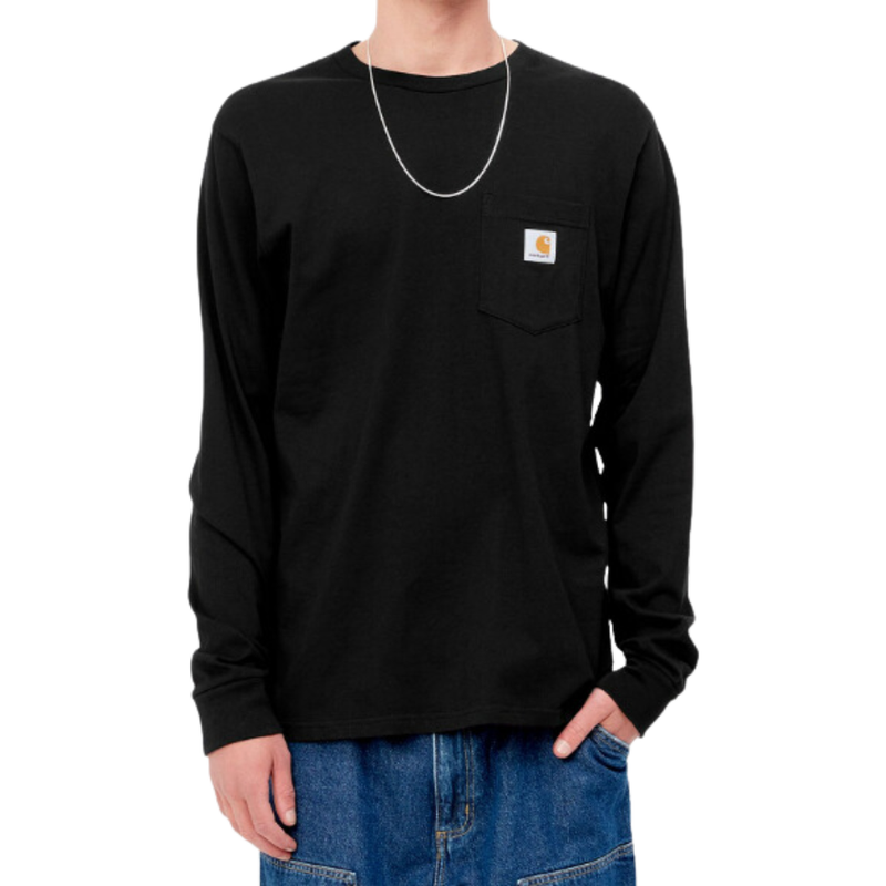 L/S Pocket T-Shirt - Carhartt WIP - BLACK - T-Shirt Langarm