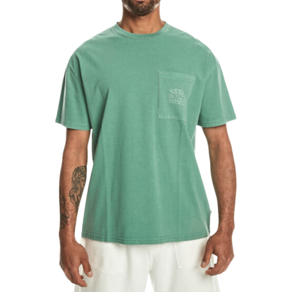 SS Blank Natural DYE Tee - Quiksilver - FROSTY SPRUCE