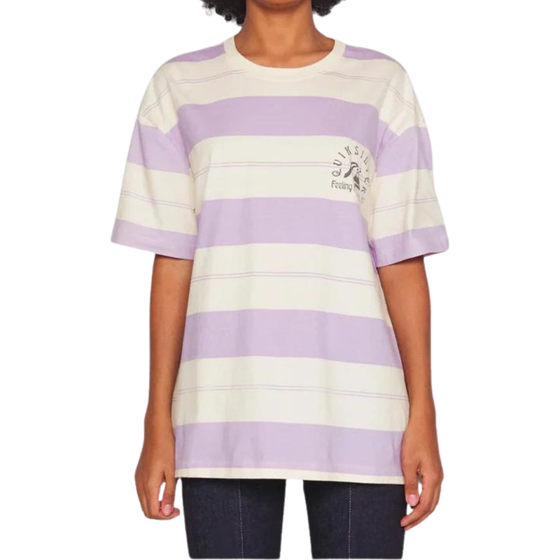 QUIKSILVER Damen T-Shirt - UNI STRIPE SS TEE - PASTEL LILAC STRIPES - T-Shirt 