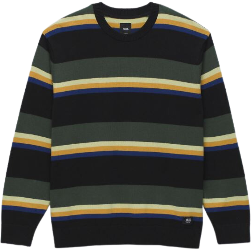 VANS TACUBA STRIPE CREW SWEATER Herren Hoodie - BLACK/DEEP FOREST - Herren Hoodie 