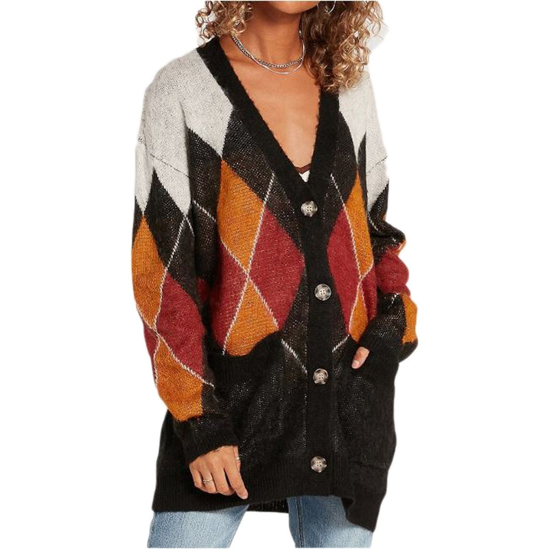 KNITTY CITY CARDI - BLACK COMBO