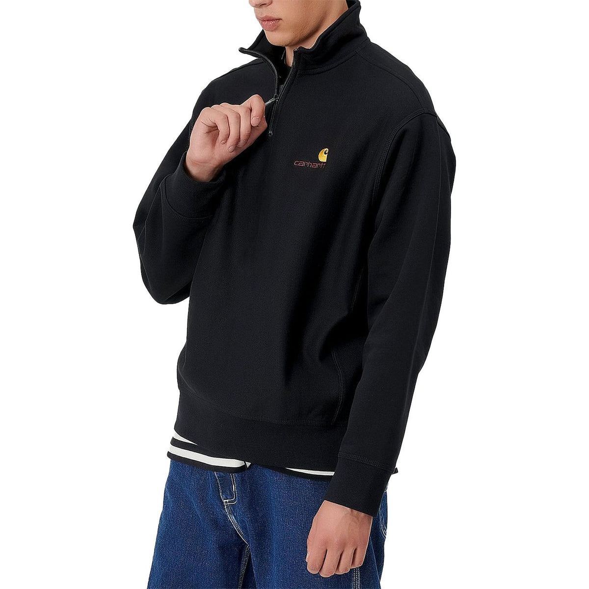 Carhartt - Half Zip American Script Sweat - Black - Zip Crew