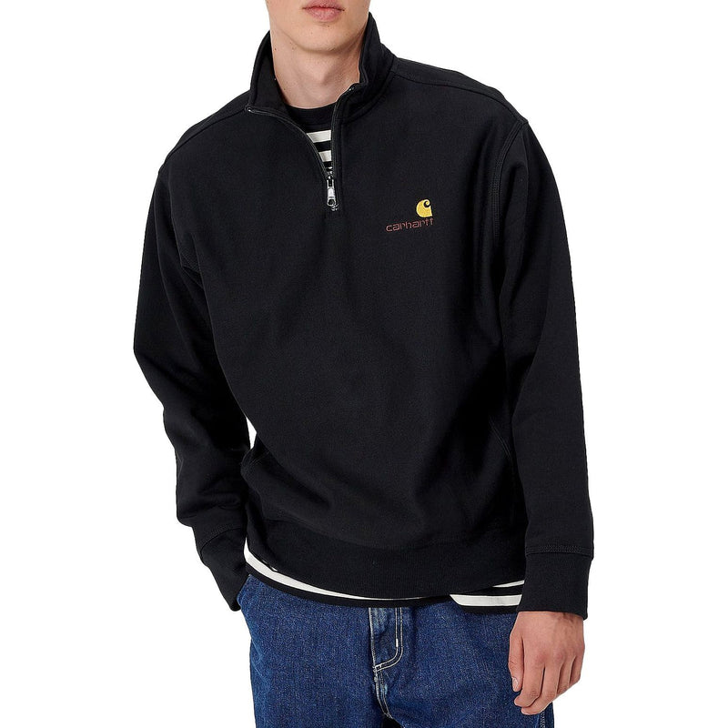 Carhartt - Half Zip American Script Sweat - Black - Zip Crew